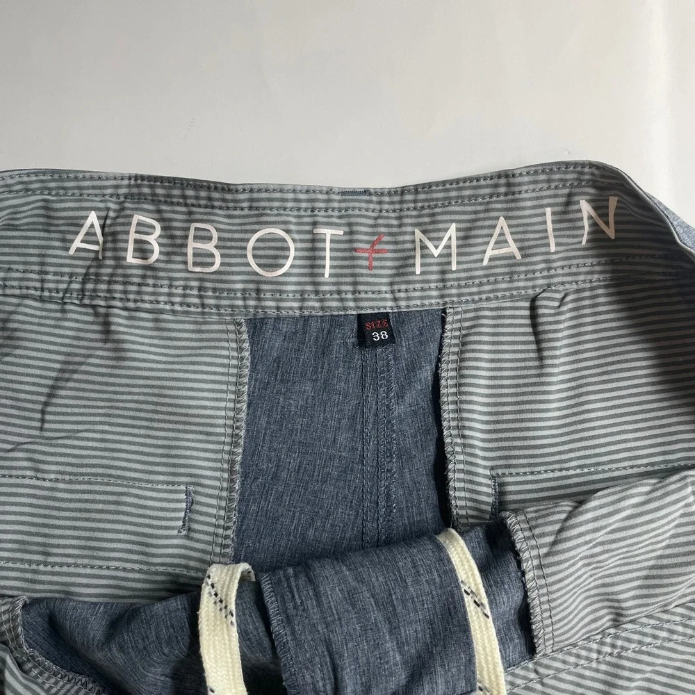 Abbot + Main Mens Hybrid Walk Shorts Blue Heathered 38 Quick Dry Utility Pocket
